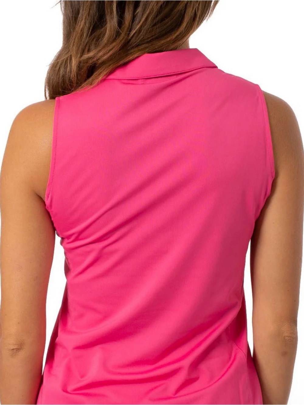 Golftini Hot Pink Sleeveless Zip Golf Polo Top Performance Stretch XS UPF 30+ - Picture 2 of 8
